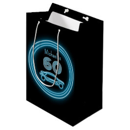 Neon Blue Car on Black - Milestone Age - Man Medium Cadeauzakje