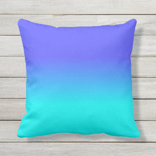Neon Blue en Bright Neon Aqua Ombré Shade Color F Buitenkussen
