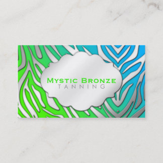 Neon Blue en Green Zebra Print Business Coupon Car