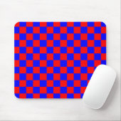 Neon Blue en Red Checkerboard  Muismat (Met muis)
