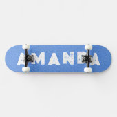 Neon Blue Glitter skateboard gepersonaliseerde naa (Horizontaal)