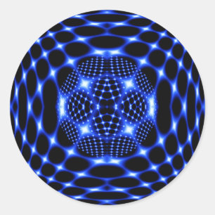 Neon blue glob fractal ronde sticker
