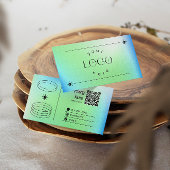 Neon Blue Gradient Trendy Bewerkbaar Visitekaartje