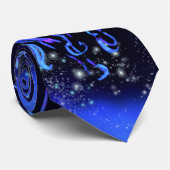 Neon Blue Horse bij Moonlight Sterrennacht Stropdas (Opgerold)