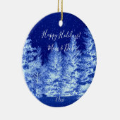 Neon Blue kerstboom Keramisch Ornament (Rechts)