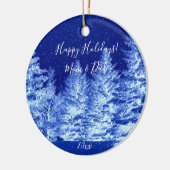 Neon Blue kerstboom Keramisch Ornament (Links)