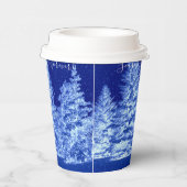 Neon Blue kerstboom Papieren Bekers (Rechts)