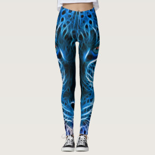 Neon Blue Leopard Print Leggings & Yogabroek