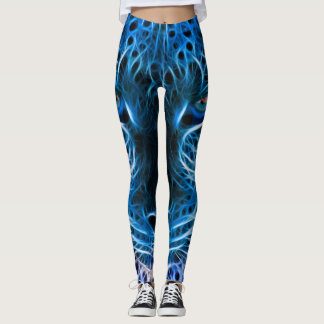 Neon Blue Leopard Print Leggings & Yogabroek