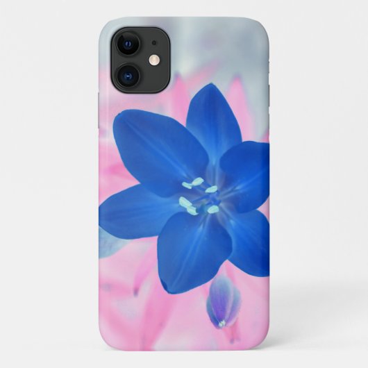 Neon Blue Lily Flower iPhone 11 Hoesje (Achterkant)