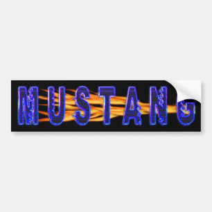 Neon Blue Mustang en Flames Bumpersticker