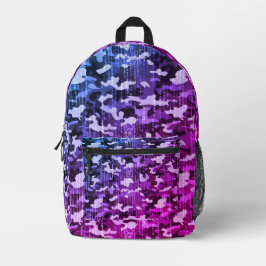 Neon Blue Pink Camo Pattern Bedrukte Rugzak