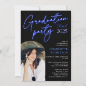 Neon blue sign script leuk afstuderen fotoboog kaart (Voorkant)