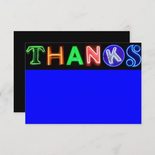 NEON BLUE SIGNS Bar Bat Mitzvah Hartelijk dank Bedankkaart (Voorkant / Achterkant)