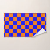Neon Blue Sinaasappel Checkerboard  Bad Handdoek (Handdoek)