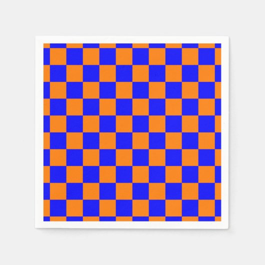 Neon Blue Sinaasappel Checkerboard  Servet (Voorkant)