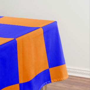 Neon Blue Sinaasappel Checkerboard Tafelkleed