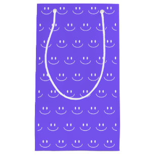 Neon Blue Smile Pattern Gift Bag Klein Cadeauzakje