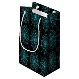Neon blue spiderweb klein cadeauzakje