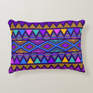 Neon Blue: Tribal Navajo patroon Accent Kussen