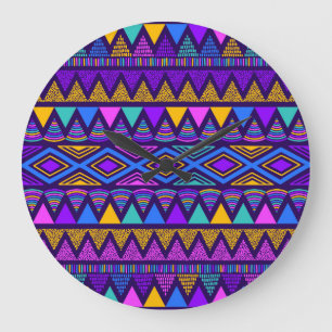 Neon Blue: Tribal Navajo patroon Grote Klok