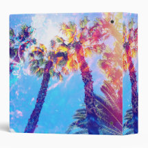 Neon Blue Tropical Paradise Palm Tree Classeur