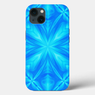 Neon Blue Turquoise Psychedelic Cloudy Abstract iPhone 13 Hoesje