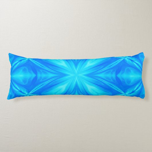 Neon Blue Turquoise Psychedelic Cloudy Abstract Lichaamskussen (Voorkant)