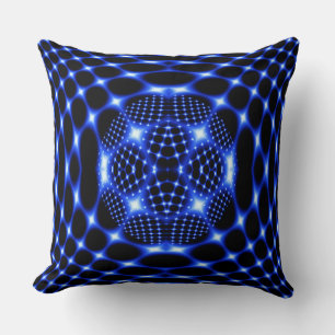 Neon blue wereldbol fractal kussen