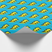 Neon Blue Yellow Lightning Bolt Pattern (80/90) Cadeaupapier (Hoek)
