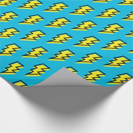 Neon Blue Yellow Lightning Bolt Pattern (80/90) Cadeaupapier (Hoek)
