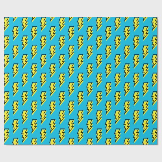 Neon Blue Yellow Lightning Bolt Pattern (80/90) Cadeaupapier (Vlak)