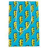 Neon Blue Yellow Lightning Bolt Pattern (80/90) Medium Cadeauzakje (Voorkant)