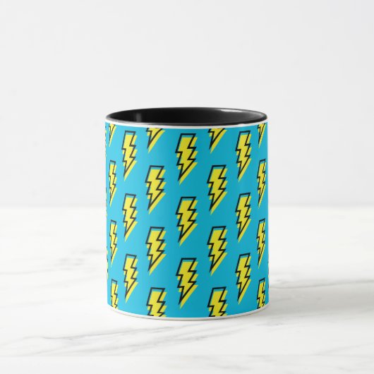 Neon Blue Yellow Lightning Bolt Pattern (80/90) Mok (Midden)