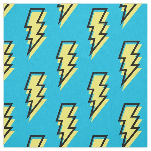 Neon Blue Yellow Lightning Bolt Pattern (80/90) Stof (Swatch)