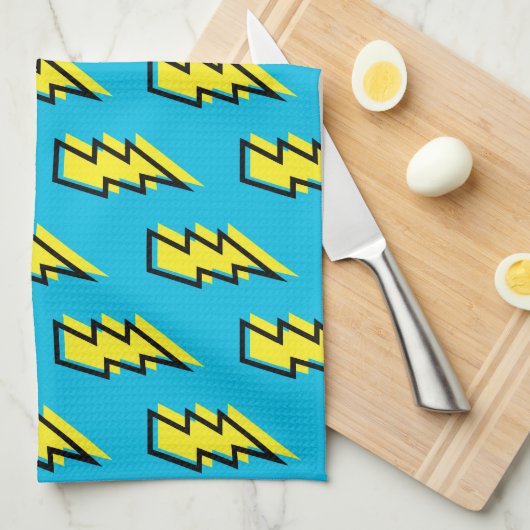 Neon Blue Yellow Lightning Bolt Pattern (80/90) Theedoek (Quarter Fold)