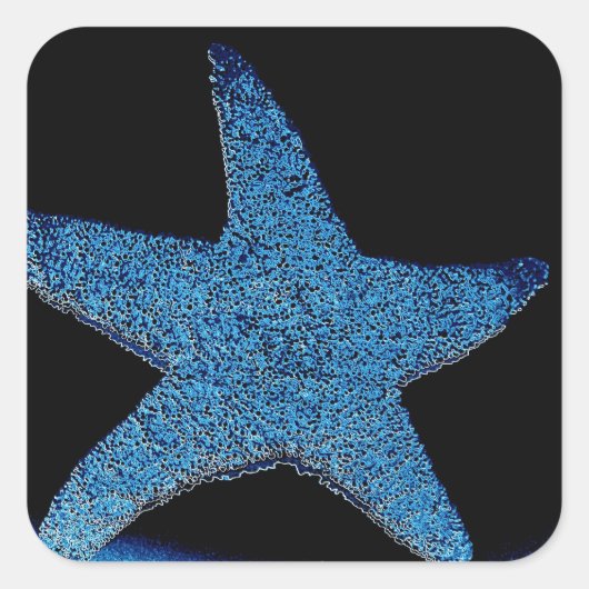 Neon Blue Zee Star Vierkante Sticker (Voorkant)
