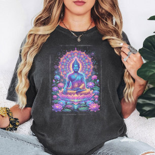 Neon Boeddha Meditatie Lotus Mandala Kunst T-shirt