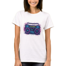 Neon boombox retrowave ontwerp