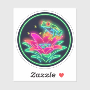 Neon Boomkikker Waterlelieblad Tropische Gloed Kun Sticker