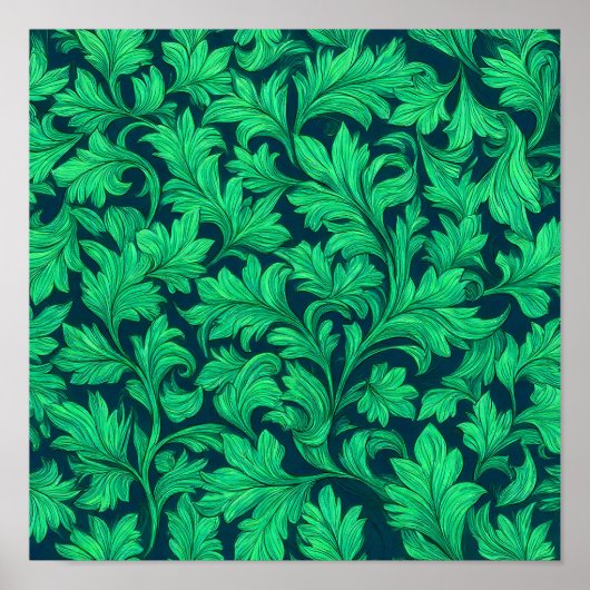 Neon Botanical Texture: Seamless Luminous Ivy Poster (Voorkant)
