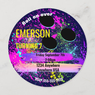 NEON BOWLING BALL, bowling, Glow bowling-verjaarda Kaart