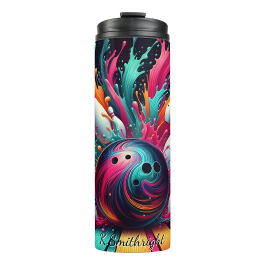 Neon Bowling Explosion Splash Thermosbeker (Voorkant)