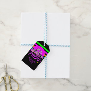 Neon Bowling Feest Bash Verjaardagsfeest Cadeaulabel
