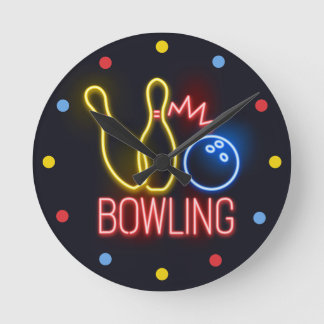 Neon Bowling-skittles wandklok Ronde Klok