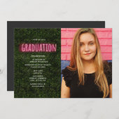Neon Boxwood Print Afstuderen Foto Kaart (Voorkant / Achterkant)
