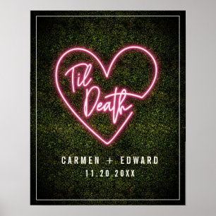 Neon Boxwood Til Death Neon Heart Weddenschap Welk Poster