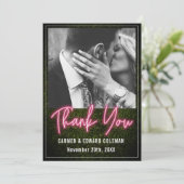 Neon Boxwood Wedding Foto Bedankkaart (Staand voorkant)
