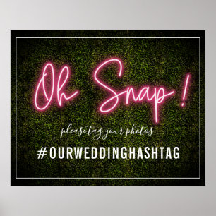 Neon Boxwood Wedding Hashtag Poster