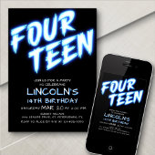 Neon Boys Pool 14ème anniversaire Invitation